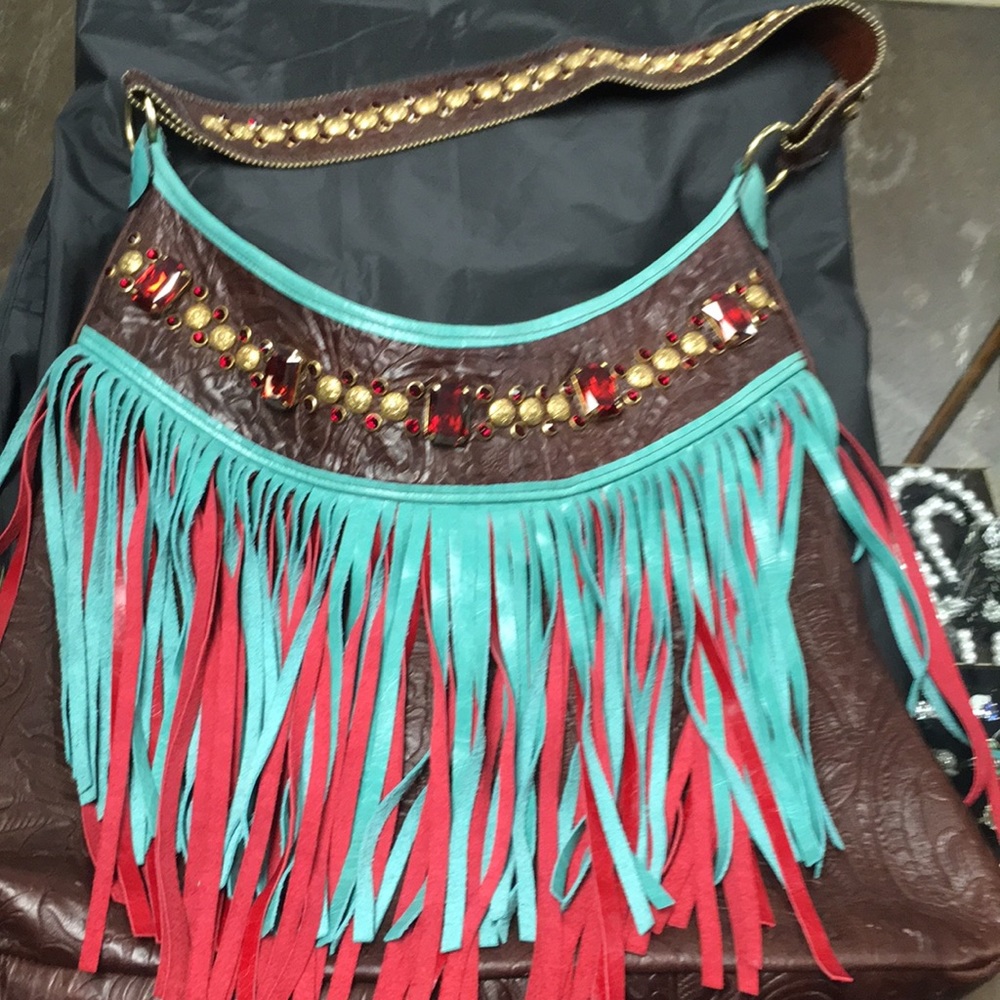 Western kurtman tooled leather handbag